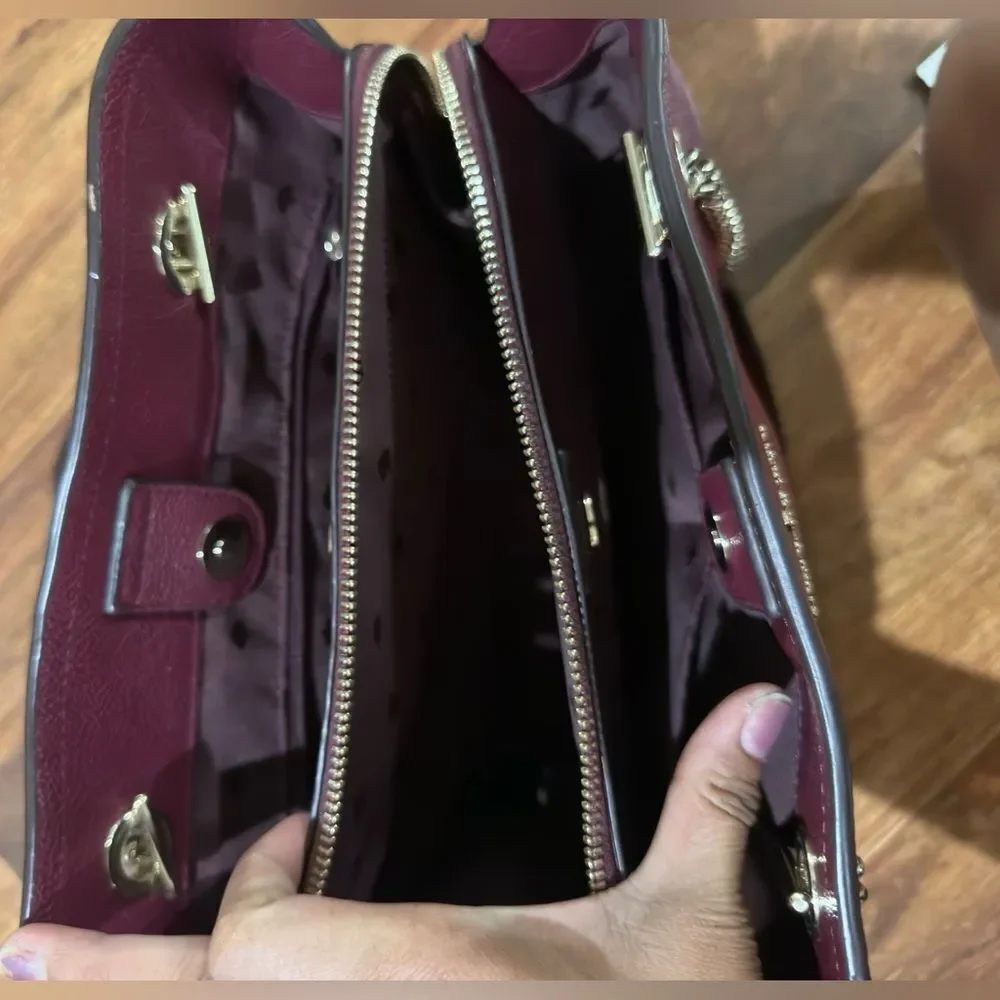 Kate Spade New York Jordyn Medium Chain Handle Tote Shoulder Bag Burgundy
